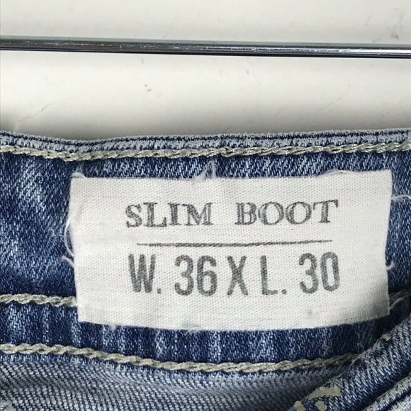 TK Axel Slim Boot Cut Jeans Blue Denim Stretch - Picture 10 of 11